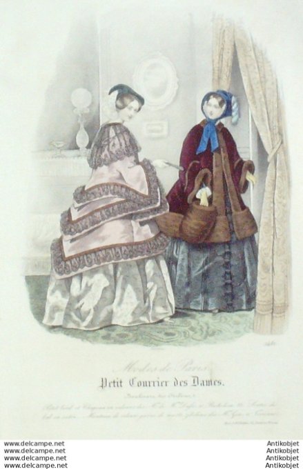 Gravure Mode Courrier des Dames 1849 # 2481 (eau forte old Fashion plate)