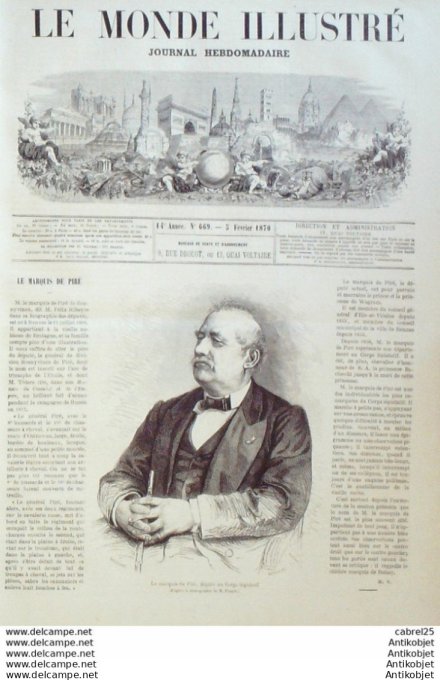 Le Monde illustré 1870 n°669 La Villette Abattoirs Pays Bas Amsterdam Italie Rome Concile Trente