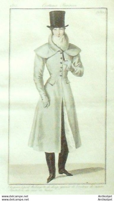 Gravure Mode Costume Parisien 1825 # 2301 (eau forte old Fashion plate
