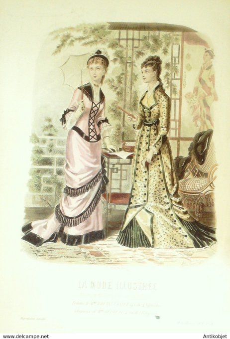 Gravure de mode La Mode illustrée 1878 n°18 (Maison Bréant-Castel)