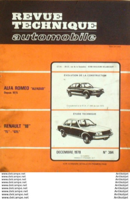 R.T Automobile Alfa Roméo Renault 18   # 384