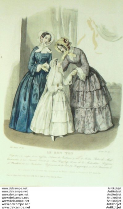 Gravure Mode Le Bon Ton 1850 17 # 22 (aquarelle old fashion plate)