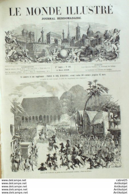Le Monde illustré 1859 n° 99 Italie Rome St-Pierre Piémont Algérie Alger Grèce Iles Ionniennes