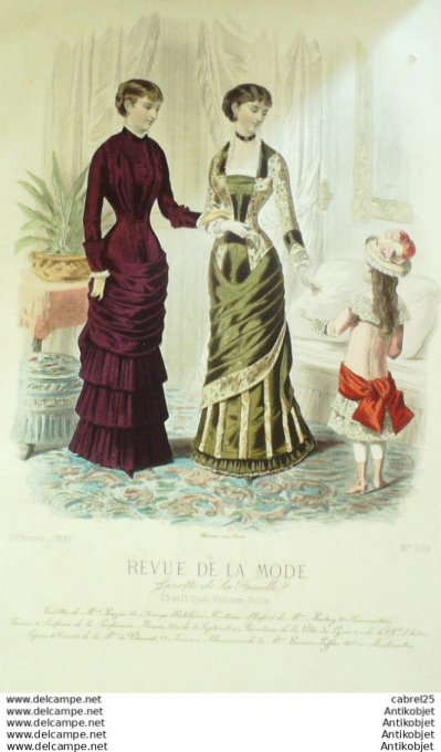 Gravure de mode La Gazette 1879 # 369 Maison Martin Plument