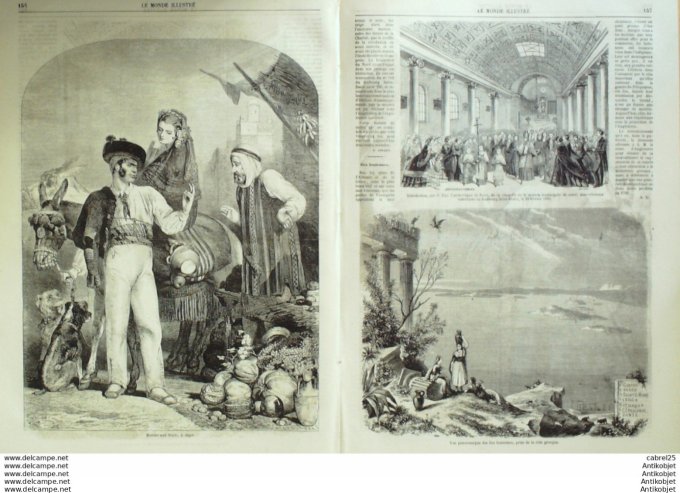 Le Monde illustré 1859 n° 99 Italie Rome St-Pierre Piémont Algérie Alger Grèce Iles Ionniennes