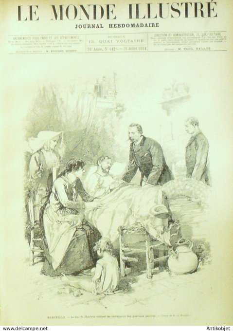 Le Monde illustré 1884 n°1426 Toulon (83) Hôpital St-Mandrier Marseille (13) Pharo Niger.