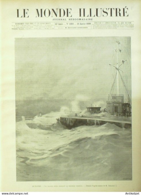 Le Monde illustré 1899 n°2182 Le Havre (76) Paris 12 Bastille Natiion rue de Lyon