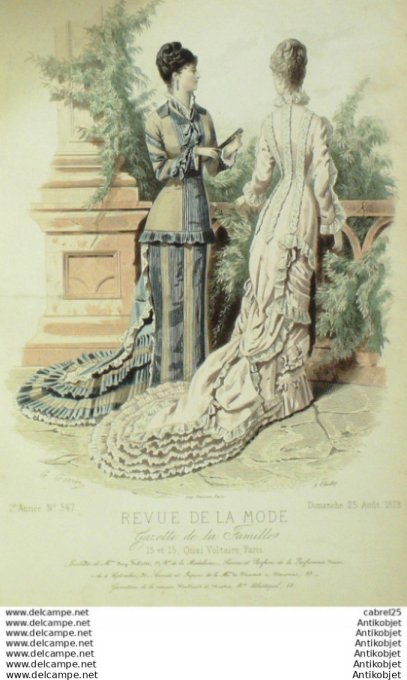 Gravure Mode La Gazette 1878 # 347 (Old Fashion plate)