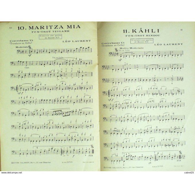 Jazz Orchestre 12 Succès Fox Trot Contrebasse Sib 1940