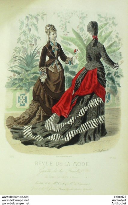 Gravure de mode Revue de la mode Gazette 1875 n°165 (Maison Cavally)