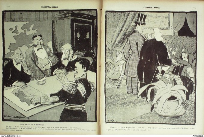 L'Assiette au beurre 1909 n°452 Manoel II en voyage Camara Da Leal