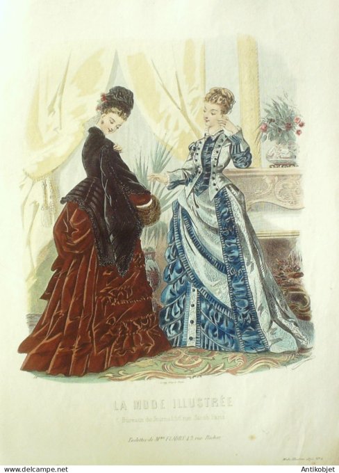 Gravure Mode illustree 1875 #  6 (Old Fashion plate)