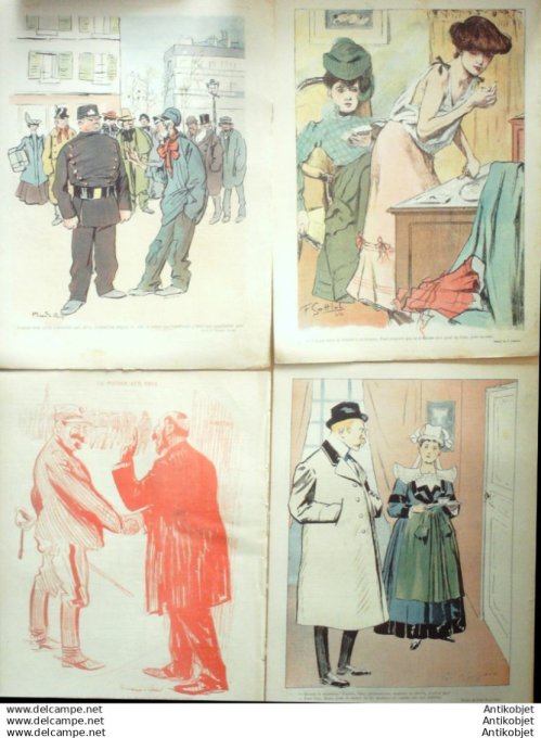 Le Rire 1906 lot 4 revues Metivet Faivre Gotlob Hermann Gerbault Balluriau Meunier Losques