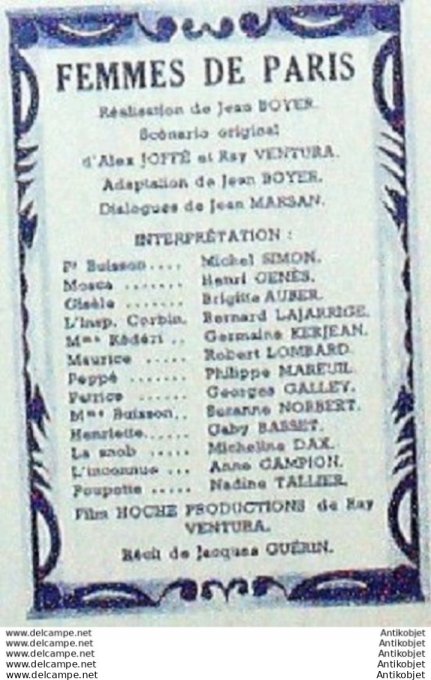 Mon Film 393 54-02-24 Femmes de Paris Brigitte Auber Michel Simon