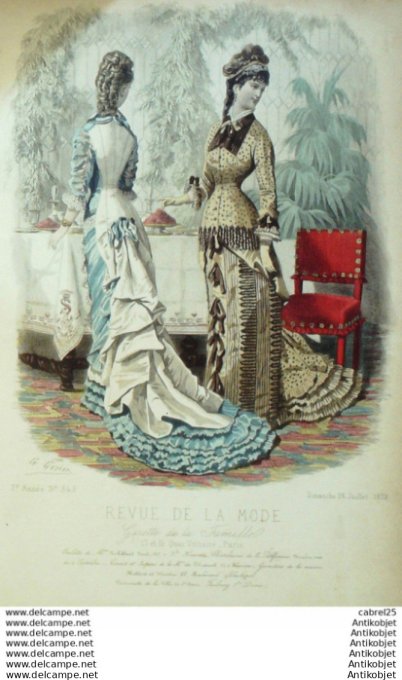 Gravure Mode La Gazette 1878 # 343 (Old Fashion plate)