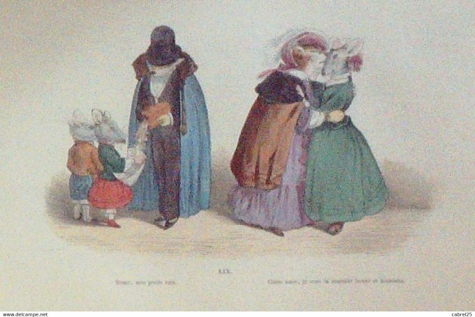 Grandville "Les Métamorphoses du jour" LIX Chat Lionne Mouton 1847