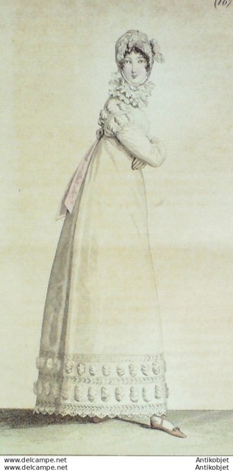 Costume Parisien 1817 # 1671 Robe garnie de mousseline