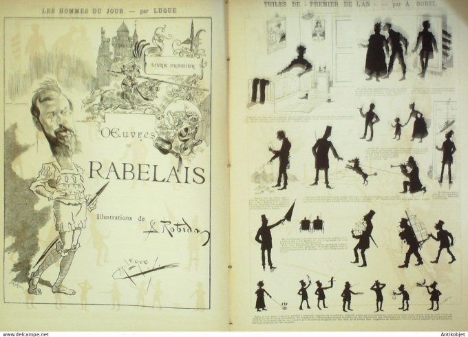 La Caricature 1887 #367 Rabelais Robida Sorel Caran d'Ache