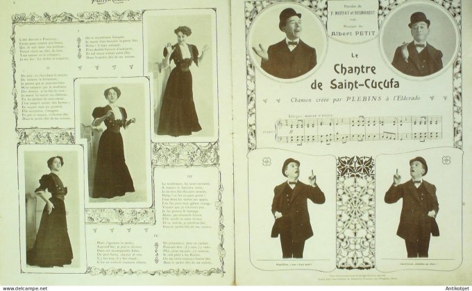 Paris qui chante 1907 n°219 Debério Plebins Huard Moricey Mle Riello Clovis