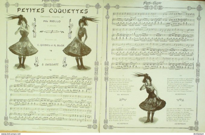 Paris qui chante 1907 n°219 Debério Plebins Huard Moricey Mle Riello Clovis