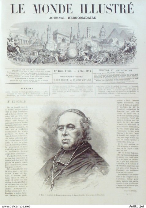 Le Monde illustré 1870 n°673 Marseille (13) Italie Rome Espagne Madrid Prado