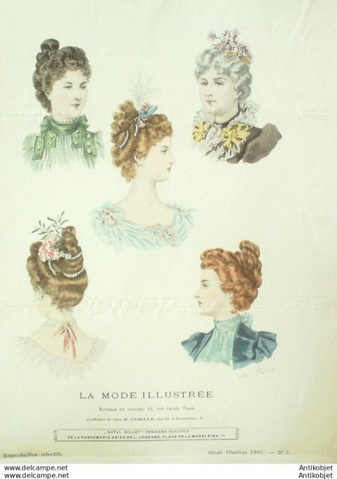 Gravure Mode illustree 1897 #  7 (Old Fashion plate) rare