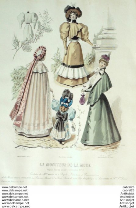 Gravure Mode Le Moniteur 1894 # 16 (Old Fashion plate)