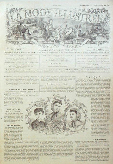 Journal Mode illustrée 1870 # 48 Coiffures d'hiver