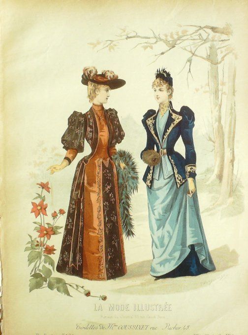 Gravure Mode illustree 1890 # 48 (Old Fashion plate) rare   