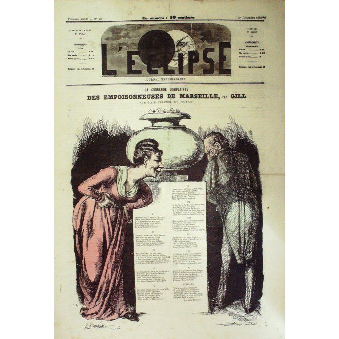 L'ECLIPSE-1868/48-EMPOISONNEUSES de MARSEILLE-André GILL