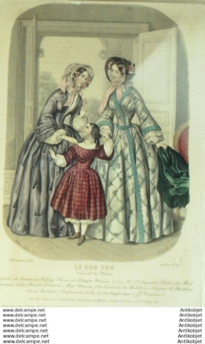 Gravure Mode Le Bon Ton 1850 17 # 24 (aquarelle old fashion plate)
