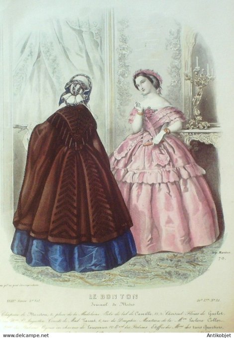 Gravure Mode Le Bon Ton 1857 23 # 31 (aquarelle old fashion plate)