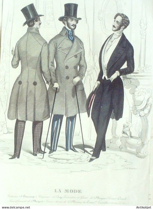 Gravure La mode 1843 # 27 (aquarelle old Fashion plate)