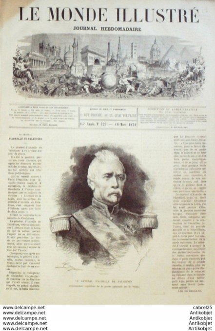 Le Monde illustré 1871 n°727 Gal Aurelle Paladines Paris Montmartre Puteaux St Cloud Chatillon (92) 