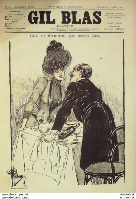 Gil Blas 1892 n°16 Robert CAZE Yvette GUILBERT Léon VALADE Edmond HARAUCOURT Francis VIELE-GRIFFIN