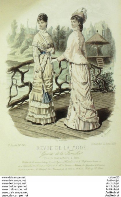 Gravure Mode La Gazette 1878 # 345 (Old Fashion plate)