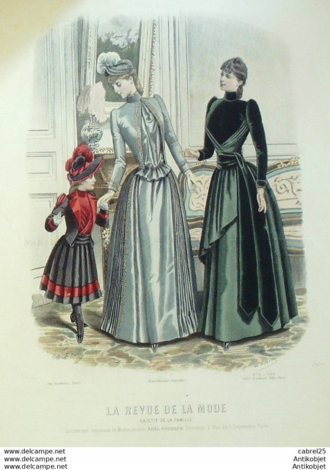 Gravure de mode Revue de la mode Gazette 1889 n°06 (Maison Goubaud)