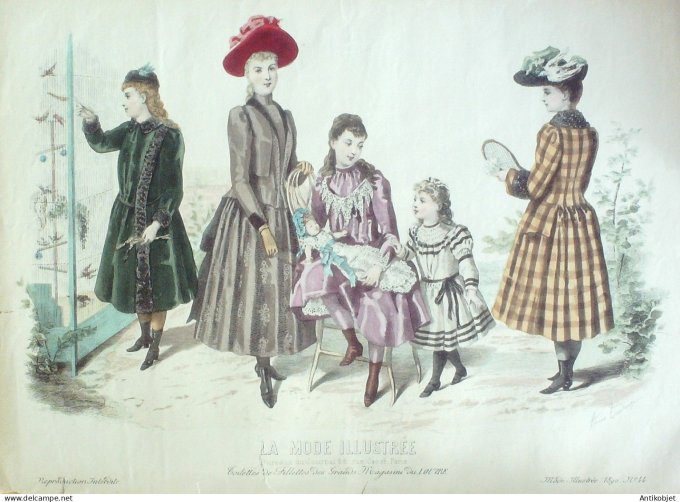 Gravure Mode illustree 1890 # 44 (Old Fashion plate) RARE