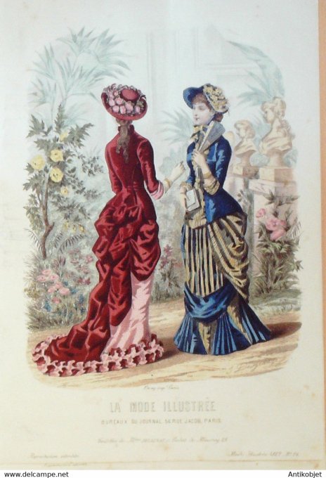 Gravure de mode La Mode illustrée 1882 n°17 (Maison Bréant-Castel)