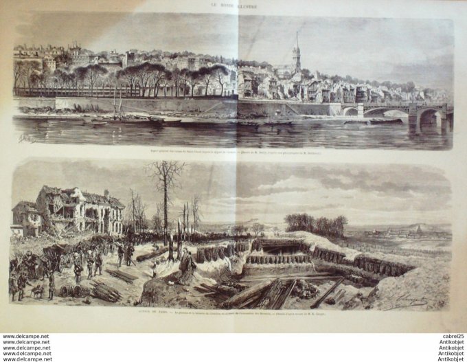 Le Monde illustré 1871 n°727 Gal Aurelle Paladines Paris Montmartre Puteaux St Cloud Chatillon (92) 