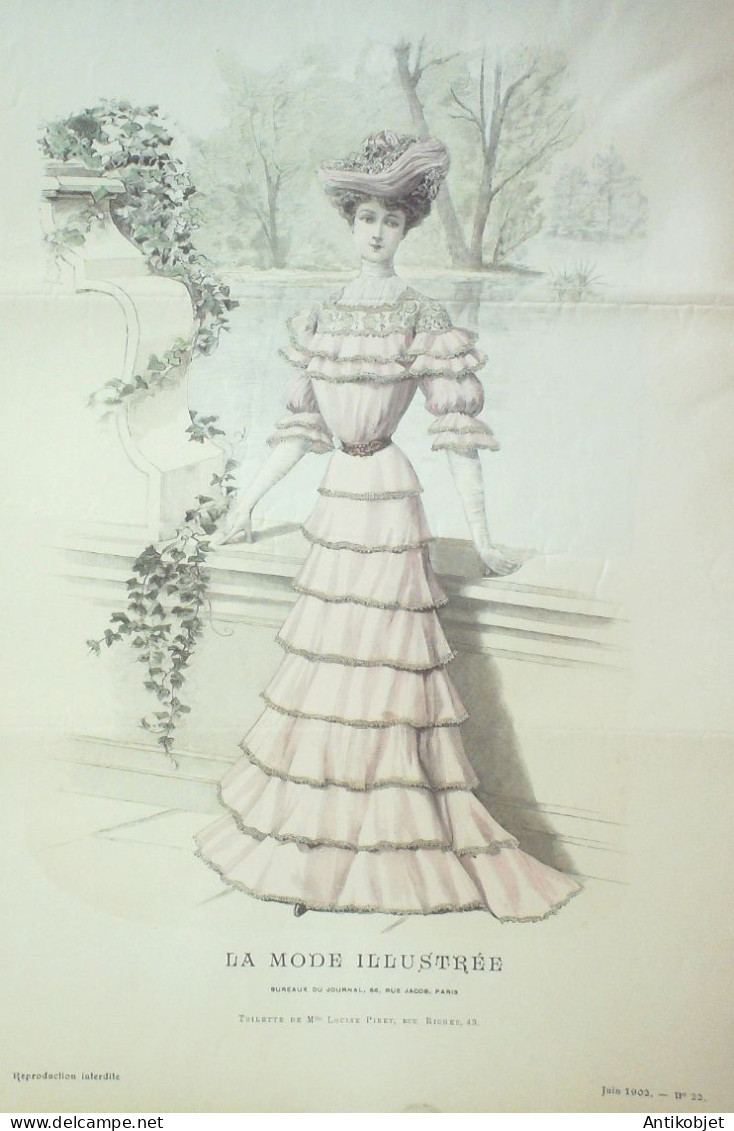 Gravure Mode illustree 1902 # 22 (Old Fashion plate) RARE