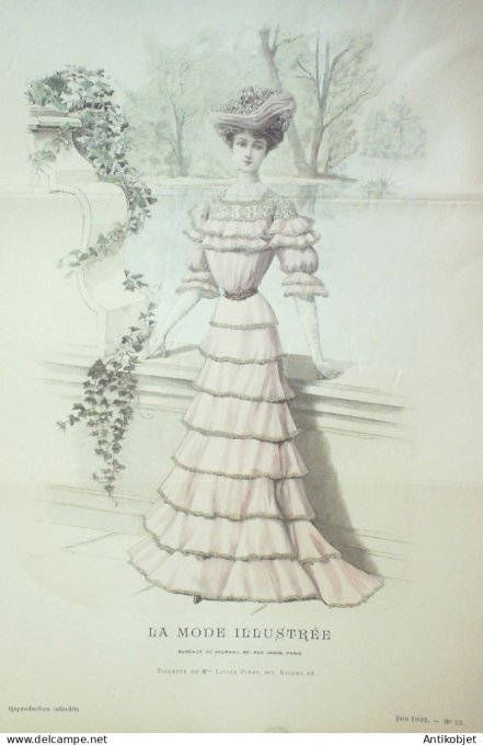 Gravure Mode illustree 1902 # 22 (Old Fashion plate) RARE