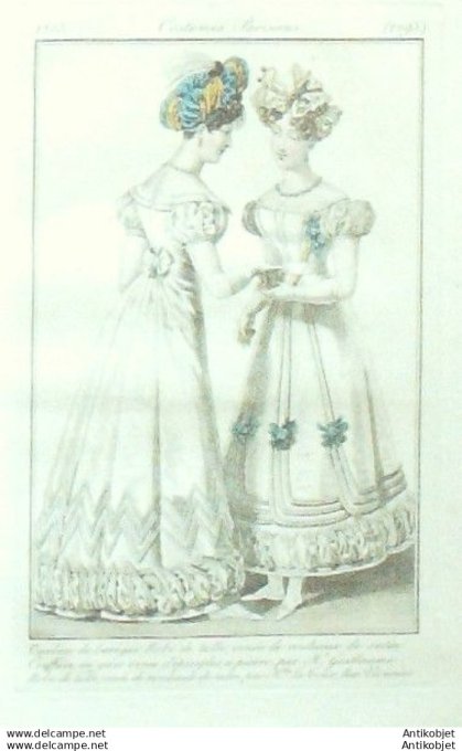 Gravure Mode Costume Parisien 1825 # 2295 (eau forte old Fashion plate