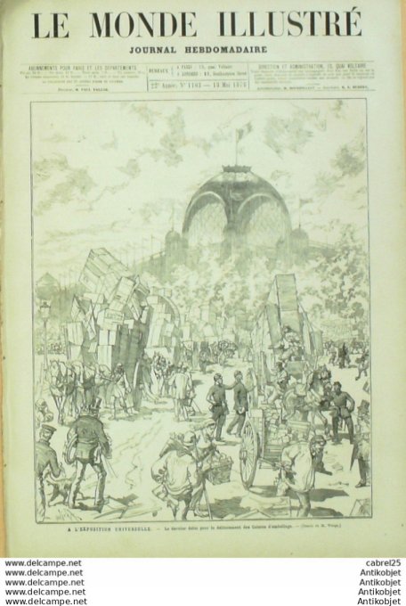 Le Monde illustré 1878 n°1103 Valette Denfert Rochereau Bore Trocadro Cochinchine Shangai