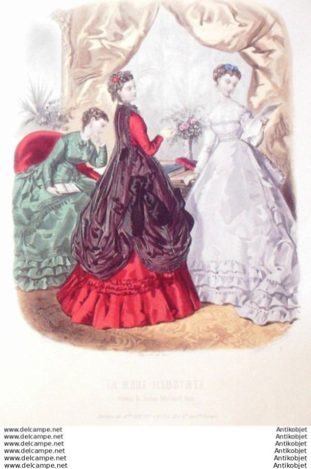 Gravure Mode illustree 1868 # 43 (Old Fashion plate)