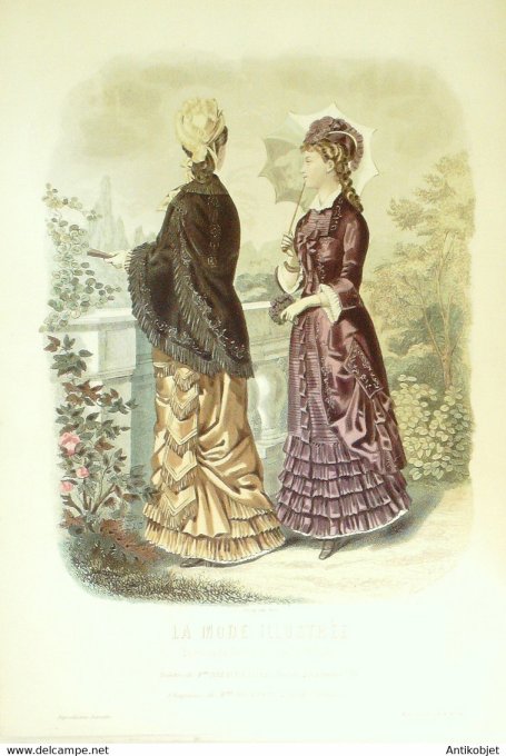 Gravure de mode La Mode illustrée 1878 n°20 (Maison Bréant-Castel)