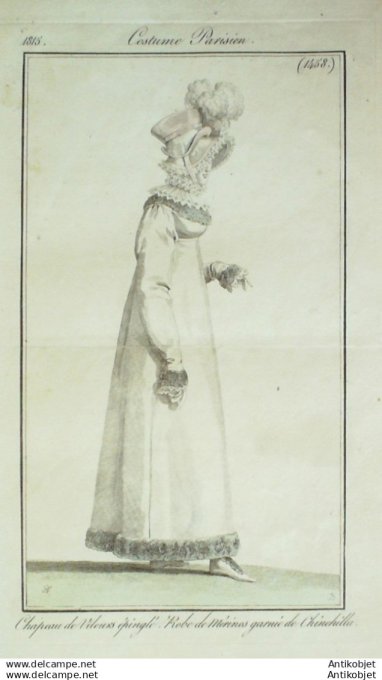 Gravure Mode Costume Parisien 1815 # 1458 (eau forte old Fashion plate