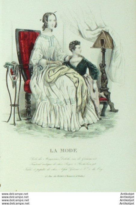 Gravure La mode 1843 # 33 (aquarelle old Fashion plate)