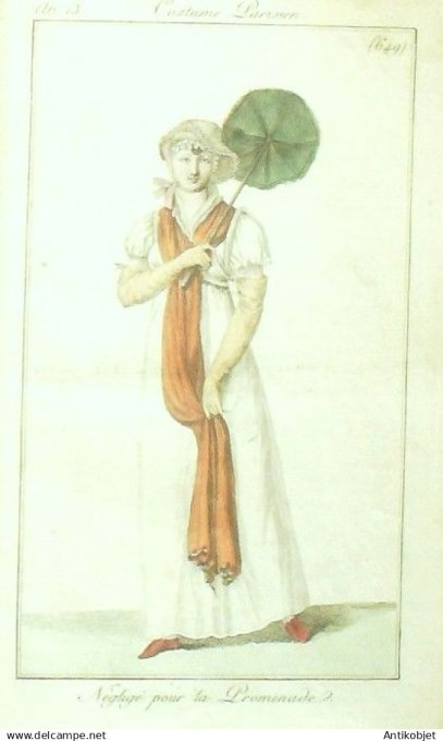 Costume Parisien 1805 an 13 # 649 (eau forte) Négligé de pmromenade