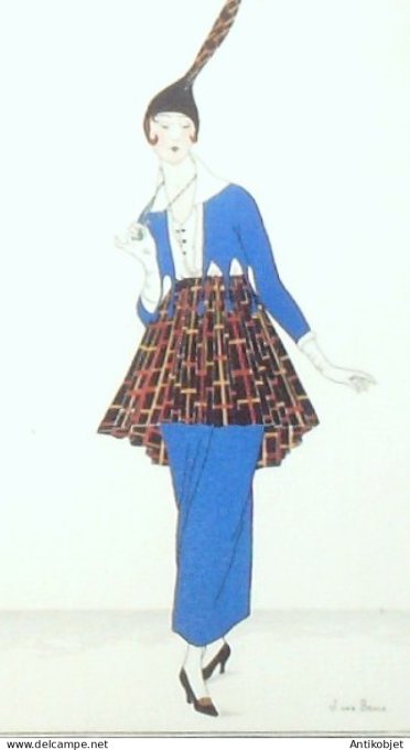 Gravure de mode Costume Parisien 1914 pl.155 VAN BROCK Jan-Robe de Serge